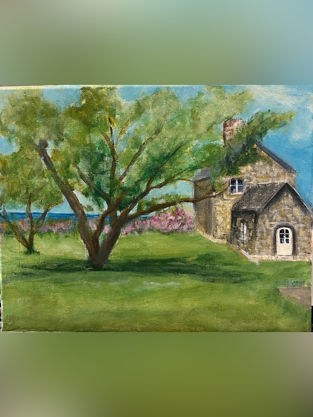 Original handpainted old field New York lighthouse wall art